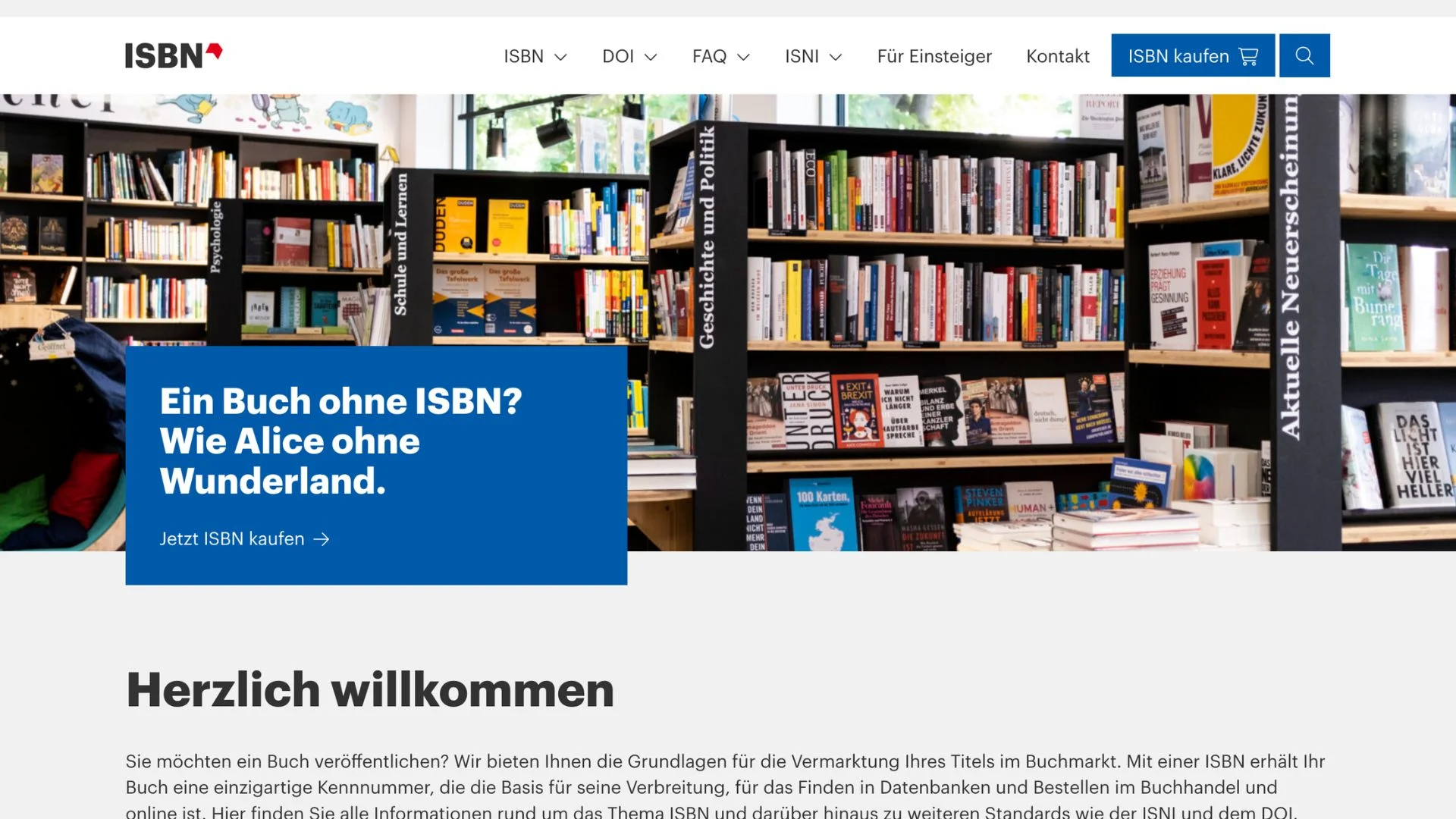 Ein Screenshot zeigt die Verkaufsstelle für deutsche ISBNs.