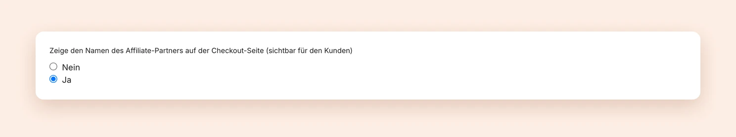 Die Einstellung für den Transparenzmodus in den Einstellungen des Affiliate-Programms