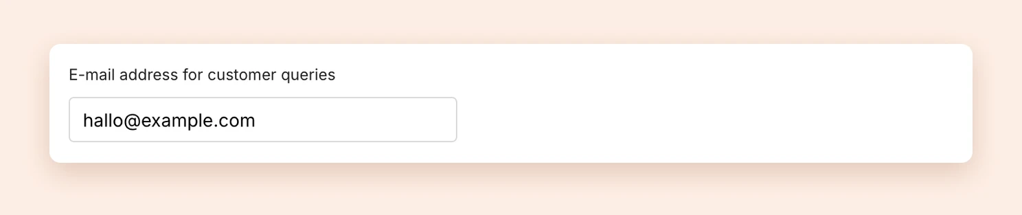 The E-mail address for customer queries field on the Billing address page