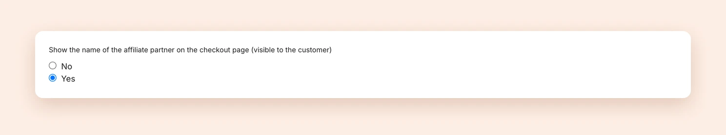 The transparency mode setting in the affiliate program settings